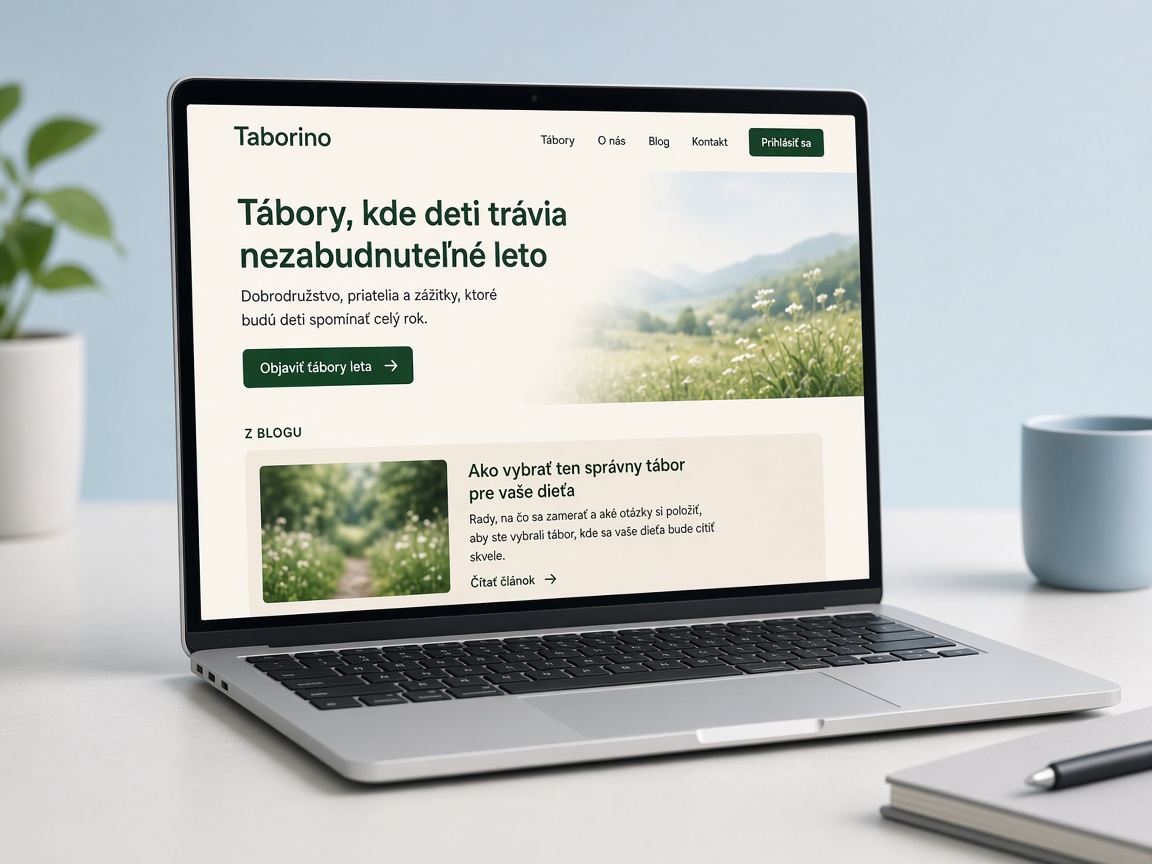 Notebook s náhledem webu Taborino
